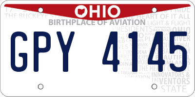 OH license plate GPY4145