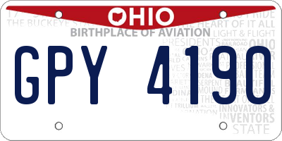 OH license plate GPY4190