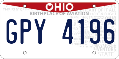 OH license plate GPY4196