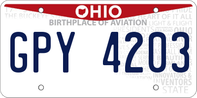 OH license plate GPY4203
