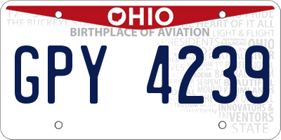 OH license plate GPY4239