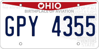 OH license plate GPY4355