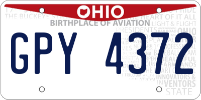 OH license plate GPY4372