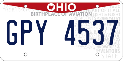 OH license plate GPY4537