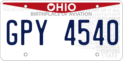 OH license plate GPY4540