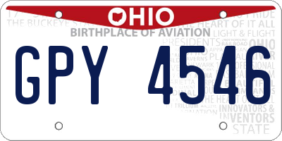 OH license plate GPY4546