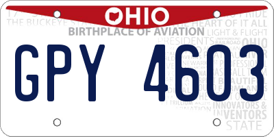 OH license plate GPY4603