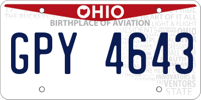 OH license plate GPY4643