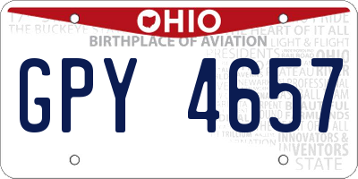 OH license plate GPY4657