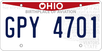 OH license plate GPY4701
