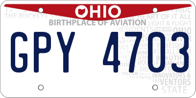 OH license plate GPY4703