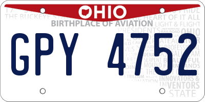 OH license plate GPY4752