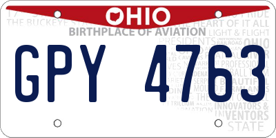 OH license plate GPY4763