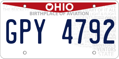 OH license plate GPY4792