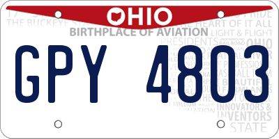 OH license plate GPY4803