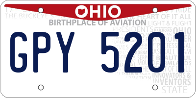 OH license plate GPY5201