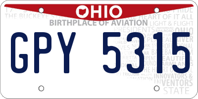 OH license plate GPY5315