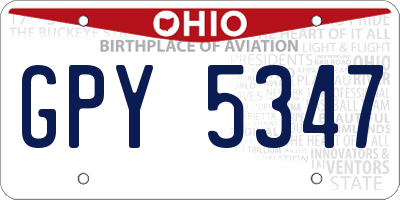 OH license plate GPY5347