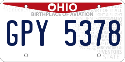 OH license plate GPY5378