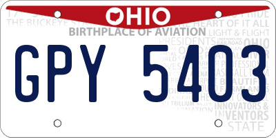 OH license plate GPY5403