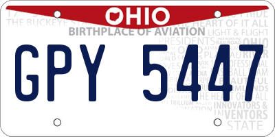 OH license plate GPY5447