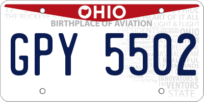 OH license plate GPY5502