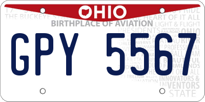 OH license plate GPY5567