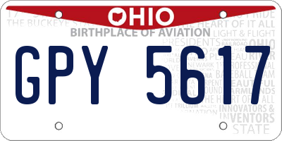 OH license plate GPY5617