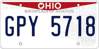 OH license plate GPY5718