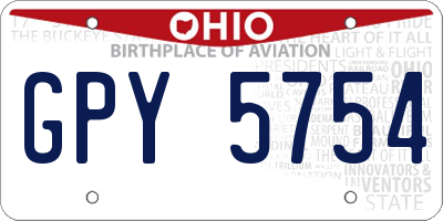 OH license plate GPY5754