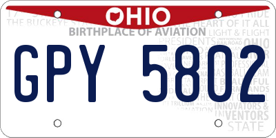 OH license plate GPY5802