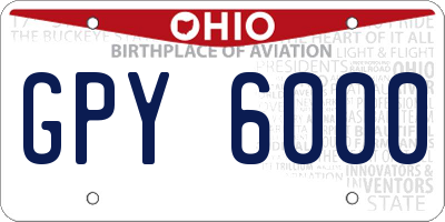 OH license plate GPY6000