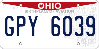 OH license plate GPY6039