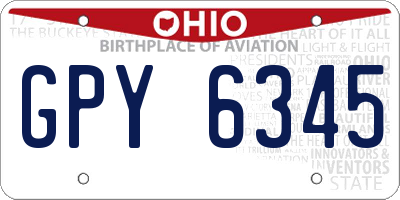 OH license plate GPY6345
