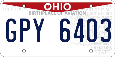 OH license plate GPY6403