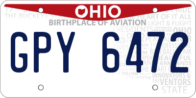 OH license plate GPY6472