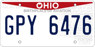 OH license plate GPY6476
