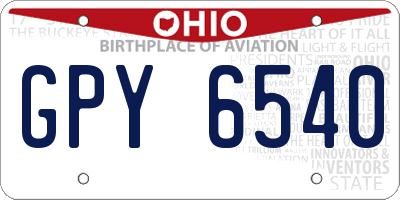 OH license plate GPY6540