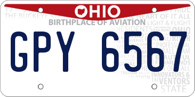OH license plate GPY6567