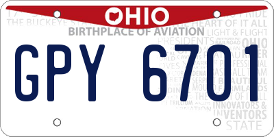 OH license plate GPY6701