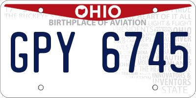 OH license plate GPY6745