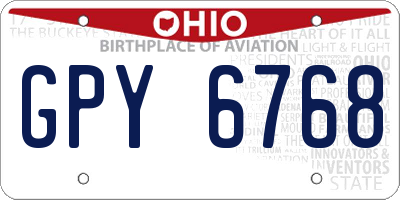 OH license plate GPY6768