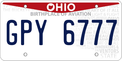 OH license plate GPY6777