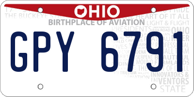 OH license plate GPY6791