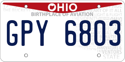 OH license plate GPY6803