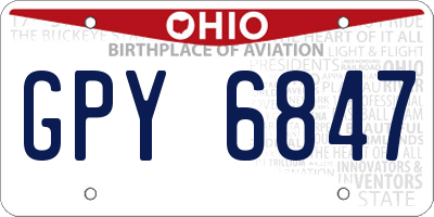 OH license plate GPY6847