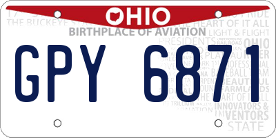 OH license plate GPY6871