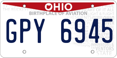 OH license plate GPY6945
