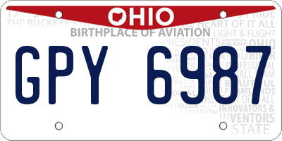 OH license plate GPY6987