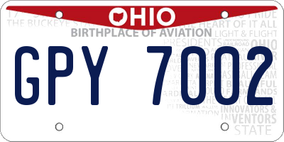 OH license plate GPY7002